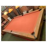 GANDY 101"X58" ORANGE FELTED POOL TABLE, FELT IN