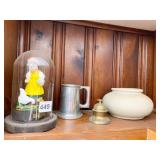 UNIQUE BRASS BELL, GLASS DOME WITH HAND MADE