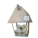 METAL OPEN LANTERN W/ 4 CANDLE STANDS