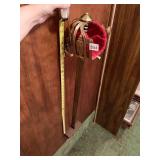 WOOD DISPLAY WITH LONG SWORD, SWORD AND DAGGER