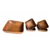 WOOD SALAD SQ. BOWL AND R OTHER BOWLS