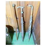 HEAVY BRASS BALL TOPPED CANE, BRASS HANDLES