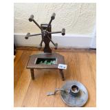 SPINNING WHEEL PLANTER AND IRON CANDLE HOLDER