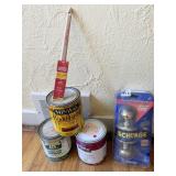 NEW KEYED ENTRANCE LOCK, PAINT BRUSH AND PAINT