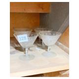 6 MATCHING ETCHED GLASS CHAMPAGNE GLASSES