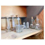 CRUETS, SALT PEPPER, CLEAR SMALL SWUNG GLASS