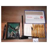 SEALING WAX, FOUNTAIN PEN W/ VARIOUS TIPS