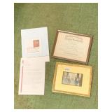 FRAMED RELIGIOUS PICTURE AND WORLD MAP