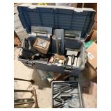 MASONRY FINISHING TOOLS IN LARGE TOOLBOX AND LIFT