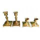 4 BRASS CANDLESTICKS