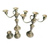 STERLING 3 ARM TWIST OFF TOPS AND SINGLE CANDLE