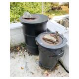 TRASH CANS, ONE ON WHEELS WITH LID