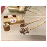 BRASS TAPE DISPENSER AND DESK SET