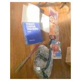 KNITTING NEEDLES, MAGNIFYING MIRROR, SEWING BOOKS