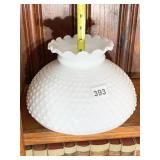 HOBNAIL MILK GLASS LAMP SHADE, 10:" AT BASE