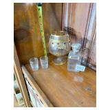 5" BLOWN GLASS WITH GOLD DETAIL SMALL CARAFE,