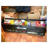 LONG TOOL TOTE WITH ASSORTED CLEANING PRODUCTS
