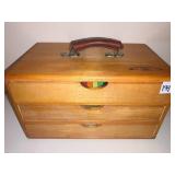 ARTIST SUPPLY BOX W/ PASTELS CASE WOOD W/ LEATHER