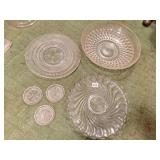 PRESSED GLASS BOWLS PLATTERS AND PLATE