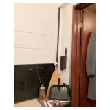 METAL YARD STICK, METAL DUSTPAN WITH BRUSH,