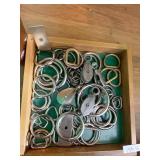 IRON SEWING MACHINE PARTS, 2 WOOD DRAWERS