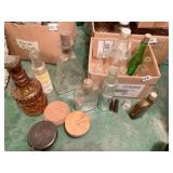 GLASS BOTTLES, WOOD LIDS