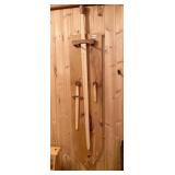SOLID WOOD LONG SWORD, SWORD AND DAGGER IN 54"