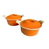 TWO LE CREUSET #14 PERSONAL CASSEROLES 7" D X