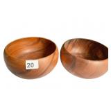 TWO WOOD SALAD BOWLS 7" D X 5" H