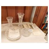 2 LENOX VASES AND 2 LENOX CRYSTAL VASES