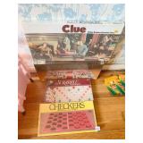 CLUE GAME, SCRABBLE, CHECKERS