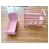 PINK DOLL BED AND CRADLE