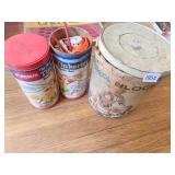 THREE CANS OF BUILDING BLOCKS