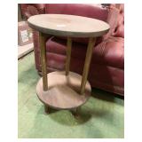 WOODEN TABLE 2 TIER BRASS HARDWARE