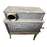 CAST IRON LOG CABIN HOME SCENE ON FRONT LIGHT USE