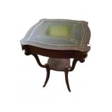 ANTIQUE LEATHER TOPPED, LIONS HEAD DETAIL, CHERRY