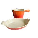 LE CREUSET HANDLED 5" H X 6.5" W AND OVAL
