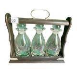 3 CUSTOM DECANTERS MADE IN 1992 BY THE ART GLASS