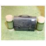 VINTAGE TIN THERMOS LUNCH PAIL WITH 2 MURPHYS