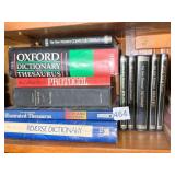 DICTIONARIES, THESAURUS, BLACK LEATHER-BOUND DESK