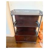 STAND WITH GALLERY 2 DOOR BASE W/ OPEN SHELVES,