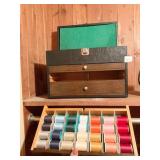 SEWING SUPPLY CHEST W/ FULL DRAWER OF THREAT
