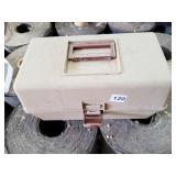 SMALL PLASTIC TACKLE BOX WITH FISHING LURES