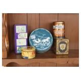 LOT OF 4 TINS: VINTAGE BLUE EMBOSSED SHIRLEY JEAN