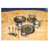 LOT OF MISC. SILVERPLATE SERVING DISHES AND