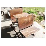 ANTIQUE WOODEN SCHOOL DESK (TWO SEATS)