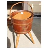 THREE-LEGGED WOODEN FIRKIN BUCKET SIDE TABLE