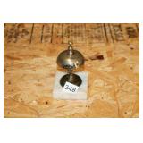 VINTAGE BRASS DESK BELL ON MARBLE SQUARE (5"