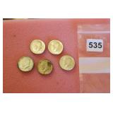 5- 40% SILVER HALF DOLLARS