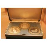 3 SILVER .999 COINS. TOTAL 3 OZ. NATIONS